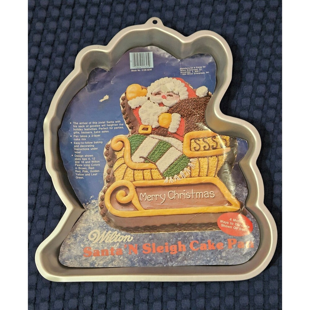 Vintage 1984 Wilton Santa N Sleigh Cake Pan 2105-3235 Christmas w/ Instructions